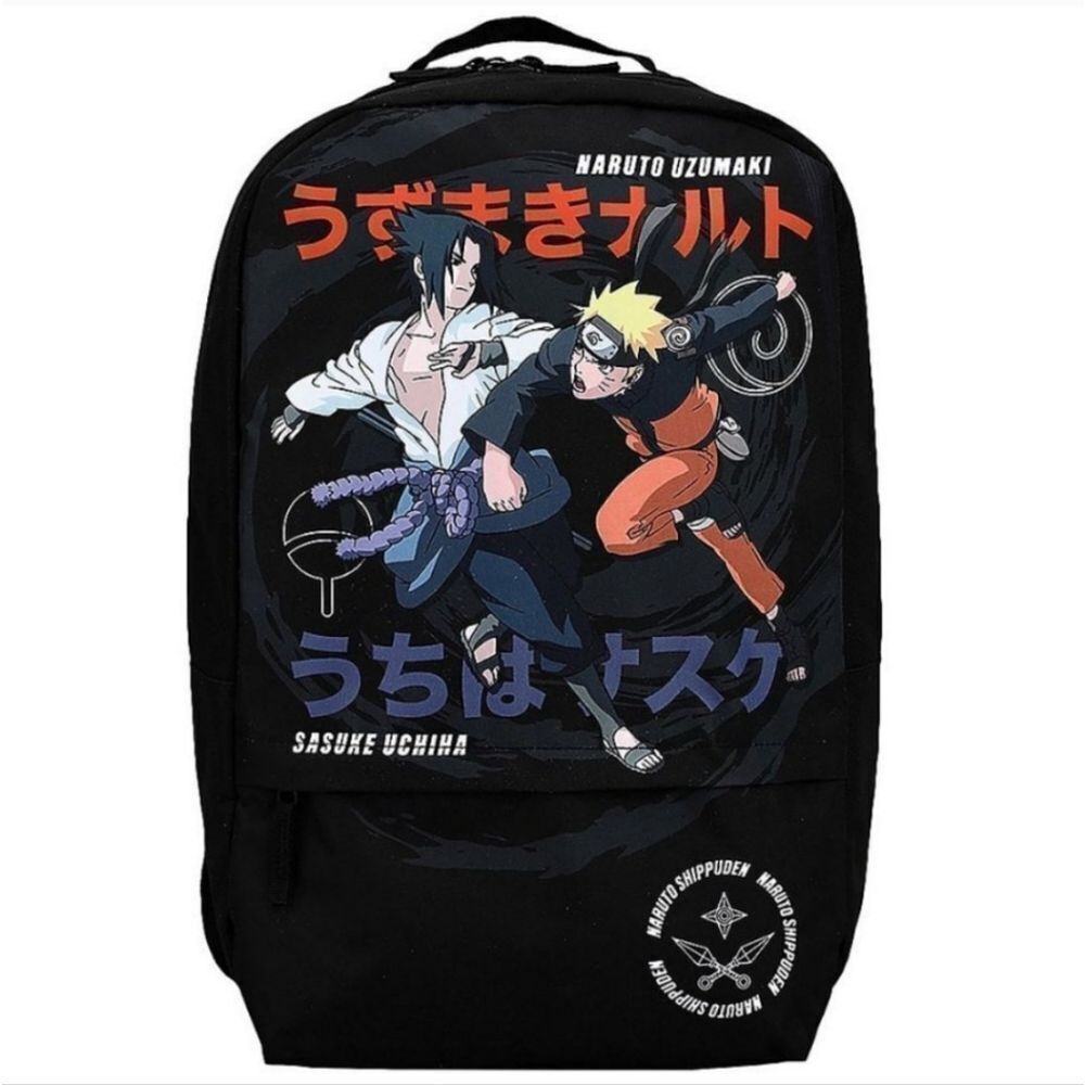 Naruto Uzumaki and Sasuke Uchiha Black Backpack